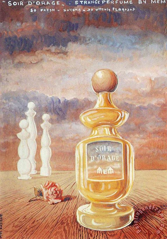 Soir D Orage Strange Perfume by Mem painting - rene magritte Soir D Orage Strange Perfume by Mem Art Print