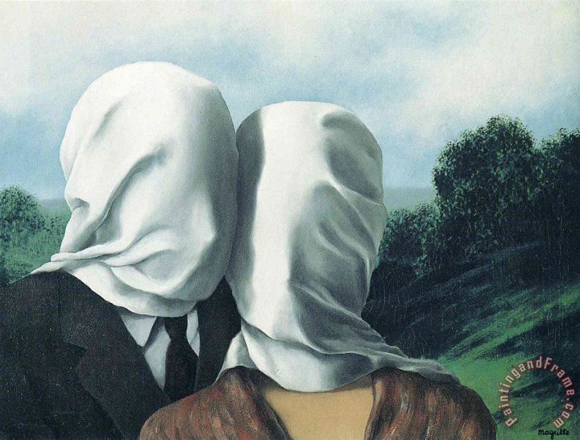The Lovers 1928 1 painting - rene magritte The Lovers 1928 1 Art Print