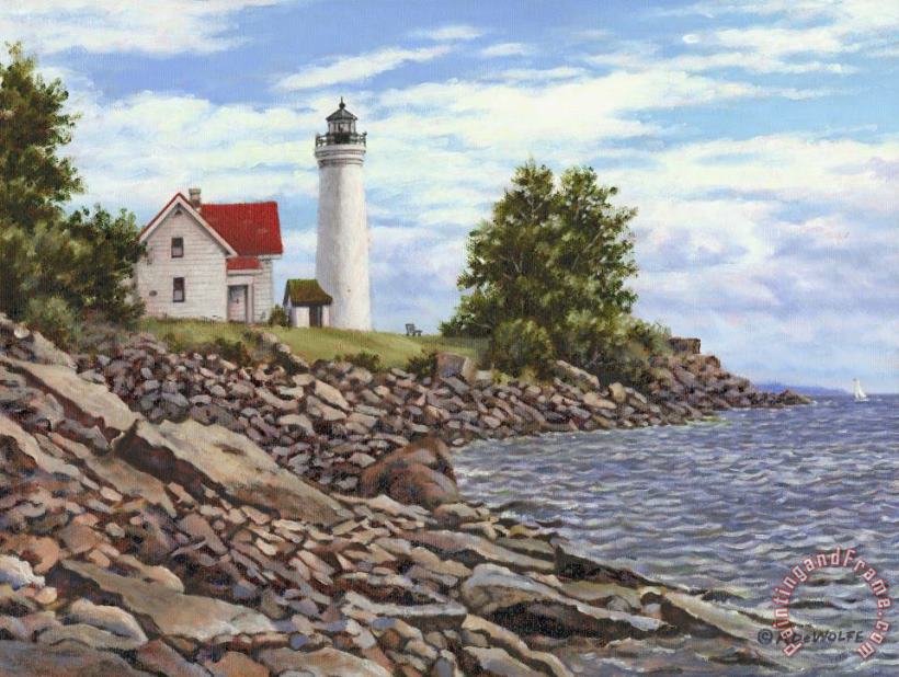 Tibbetts Point Lighthouse painting - Richard De Wolfe Tibbetts Point Lighthouse Art Print