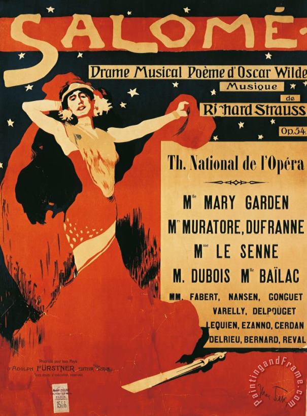 Poster Of Opera Salome painting - Richard Strauss Poster Of Opera Salome Art Print