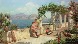 Robert Alott Figures on a Terrace in Capri