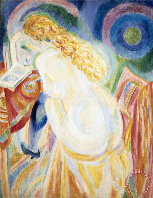 French Artist Abstract Female Nude Art Femme Nue Lisant Robert Delaunay
