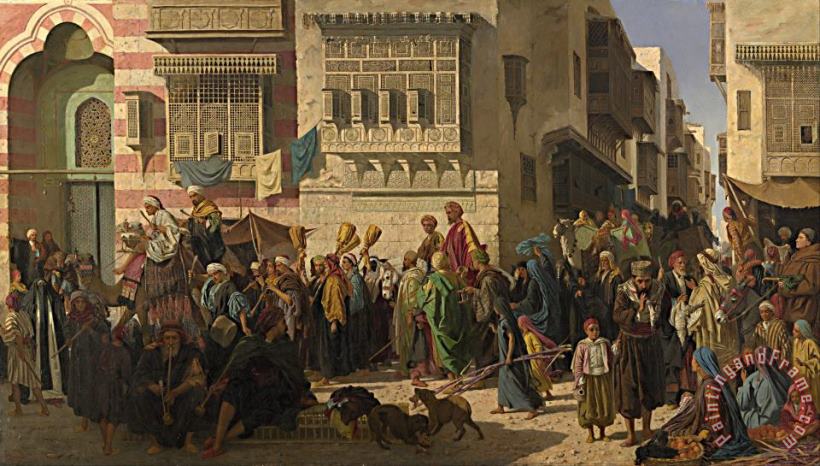 Robert Dowling A Sheikh And His Son Entering Cairo on Their Return From a Pilgrimage to Mecca Art Painting