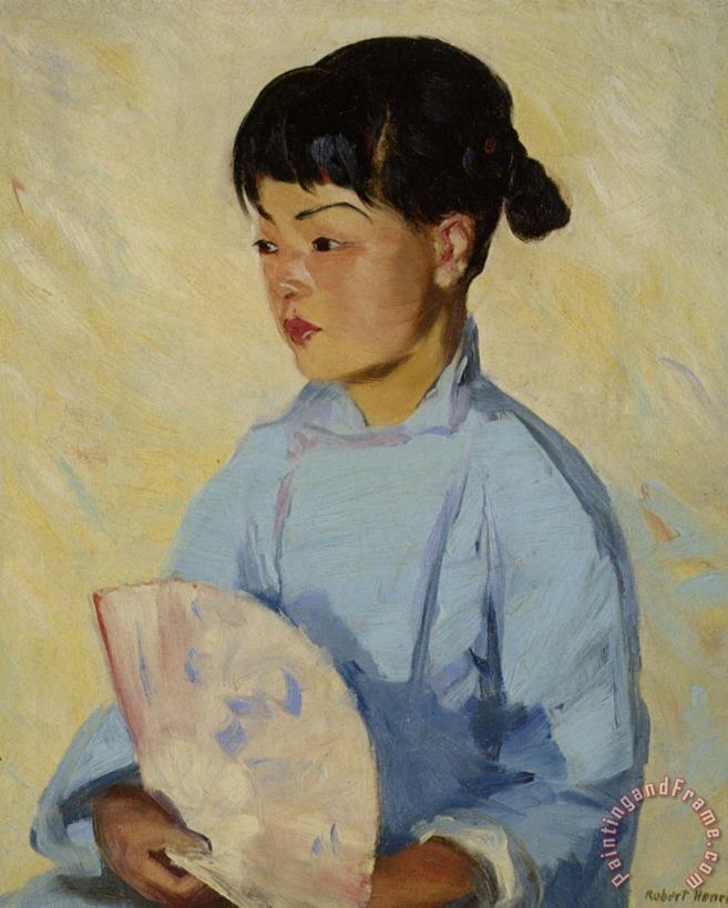 Robert Henri Chinese Girl with Fan Art Painting