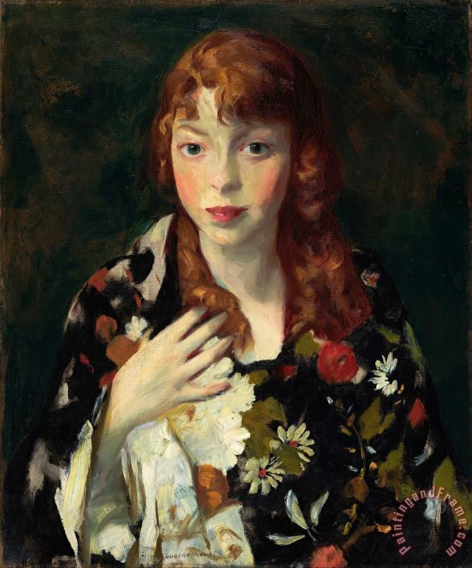 Edna Smith in a Japanese Wrap painting - Robert Henri Edna Smith in a Japanese Wrap Art Print