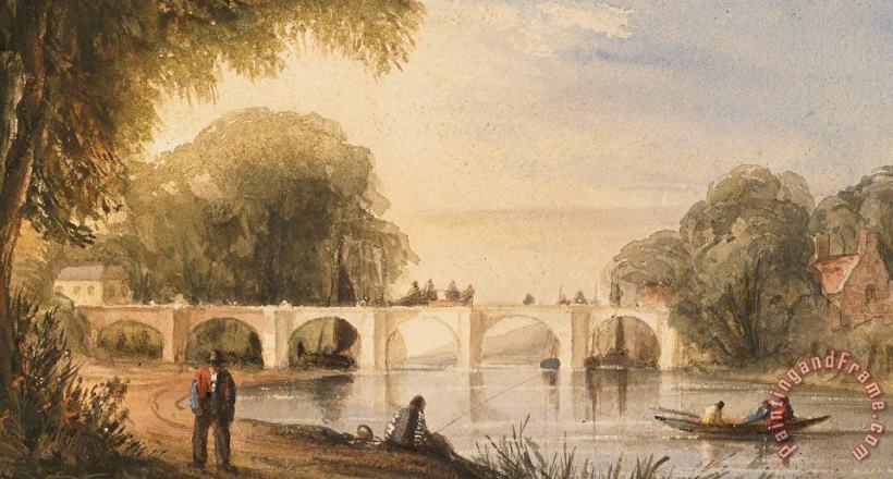 River Scene With Bridge Of Six Arches painting - Robert Hindmarsh Grundy River Scene With Bridge Of Six Arches Art Print