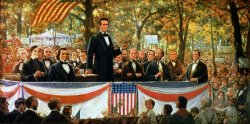 Robert Marshall Root Abraham Lincoln and Stephen A Douglas debating at Charleston