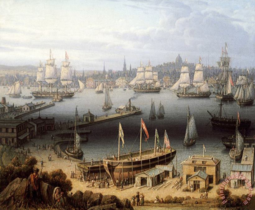 Boston Harbor painting - Robert Salmon Boston Harbor Art Print