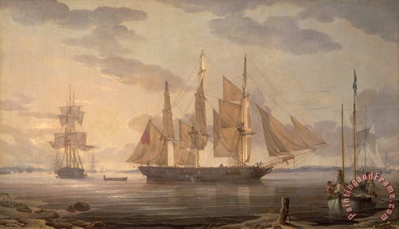 Robert Salmon Ships in Harbor Art Painting