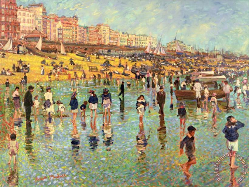 Passing Time on Brighton Beach painting - Robert Tyndall Passing Time on Brighton Beach Art Print