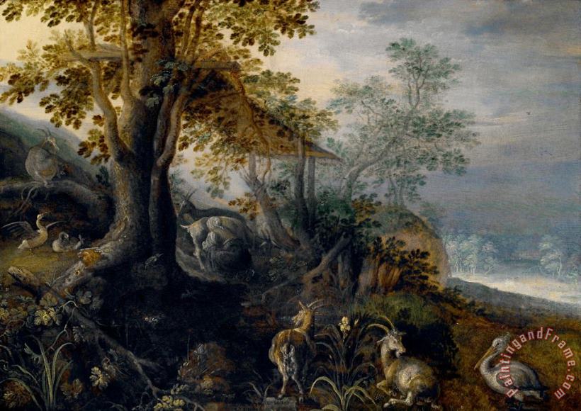 Roelant Savery Landscape with Animals Art Painting