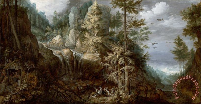 Landscape with The Temptation of Saint Anthony painting - Roelant Savery Landscape with The Temptation of Saint Anthony Art Print