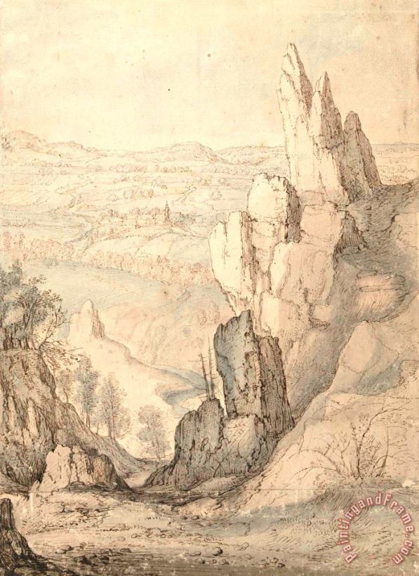Mountainous Landscape with Steep Cliffs painting - Roelant Savery Mountainous Landscape with Steep Cliffs Art Print