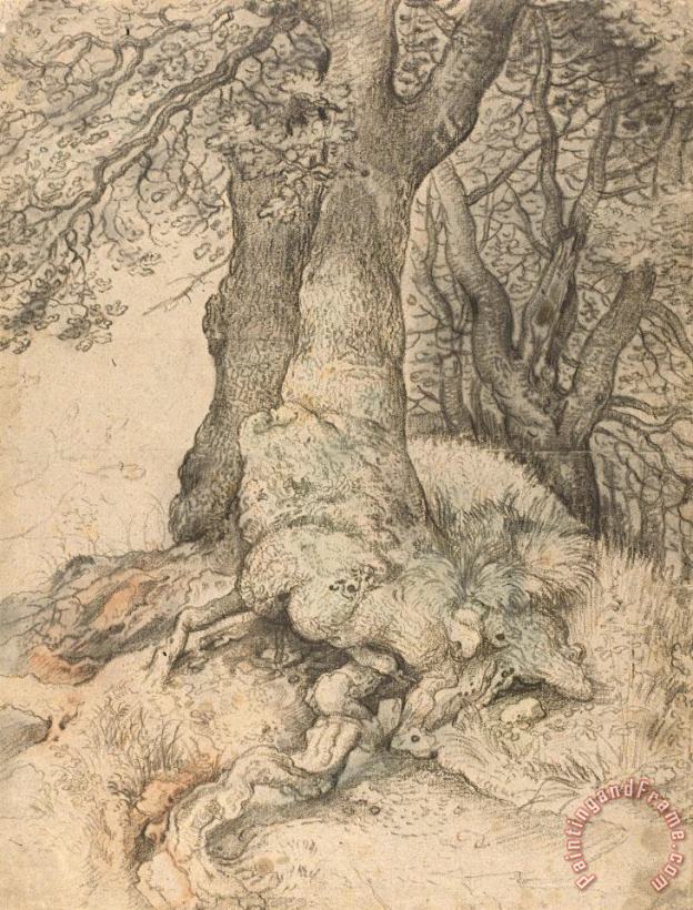 Roelant Savery Study of Tree Trunks And Roots Art Painting
