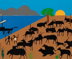 Romare Bearden Cattle of The Sun God, 1977
