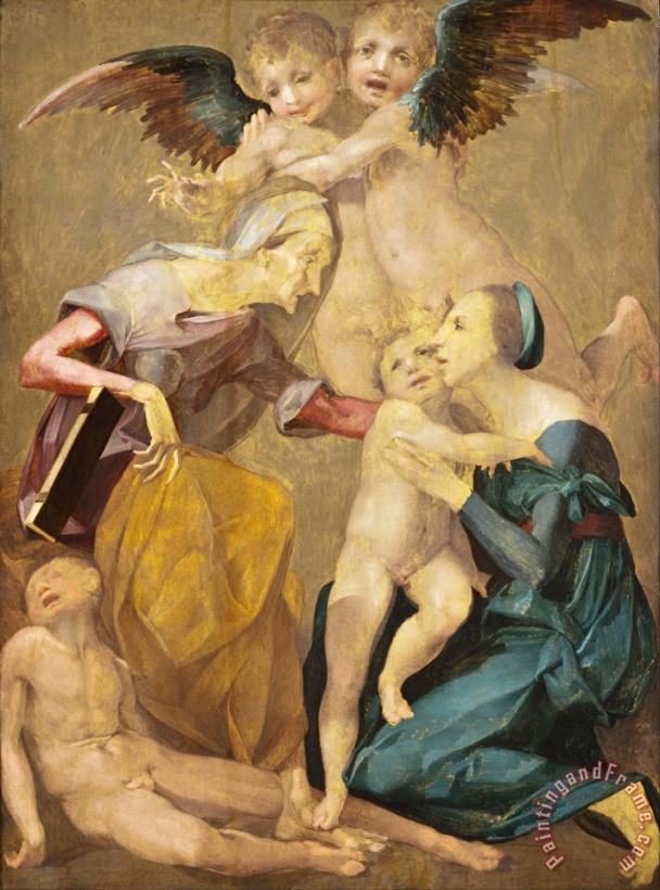 Allegory of Salvation with The Virgin And Christ Child, St. Elizabeth, The Young St. John The Baptis... painting - Rosso Fiorentino  Allegory of Salvation with The Virgin And Christ Child, St. Elizabeth, The Young St. John The Baptis... Art Print