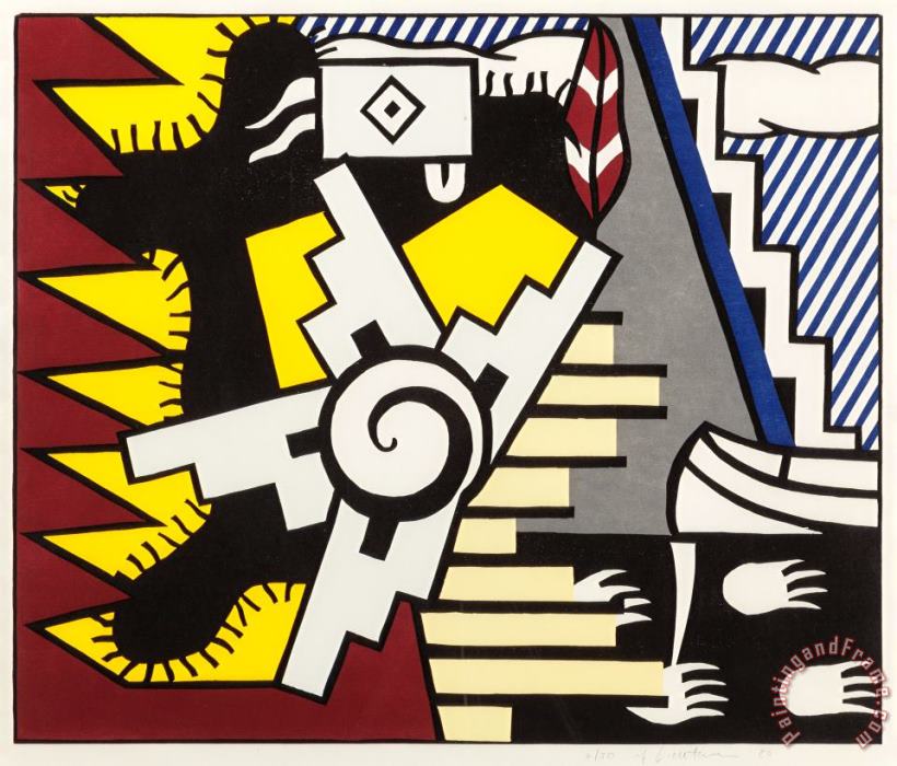 American Indian Theme Ii, 1980 painting - Roy Lichtenstein American Indian Theme Ii, 1980 Art Print