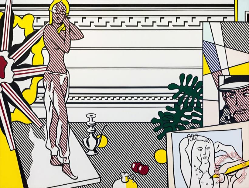 Roy Lichtenstein Artist's Studio with Model,, 1974 Art Painting