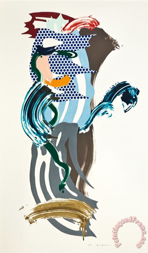 Roy Lichtenstein Blue Face, From Brushstroke Figures, 1989 Art Painting