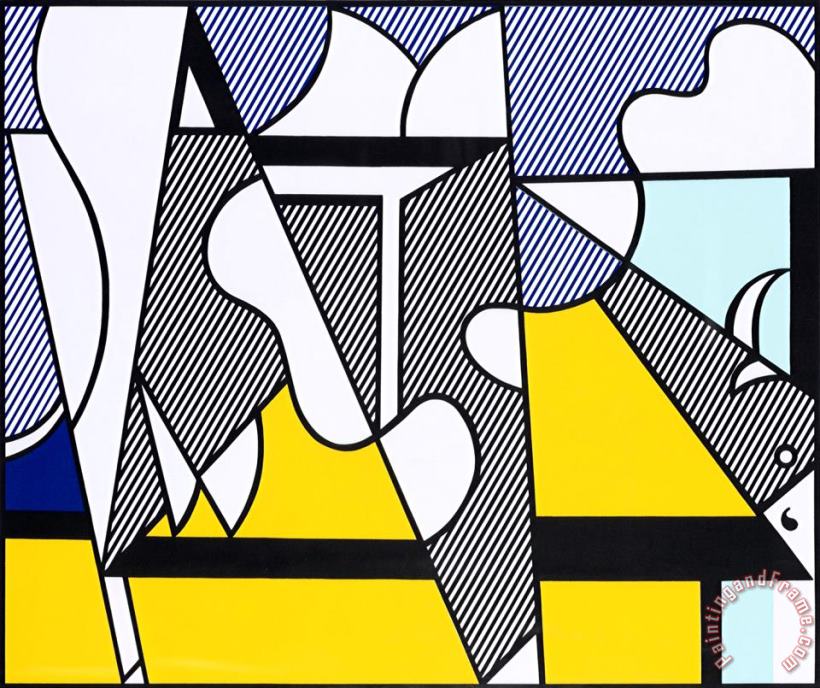 Cow Going Abstract Triptyque, 1982 painting - Roy Lichtenstein Cow Going Abstract Triptyque, 1982 Art Print
