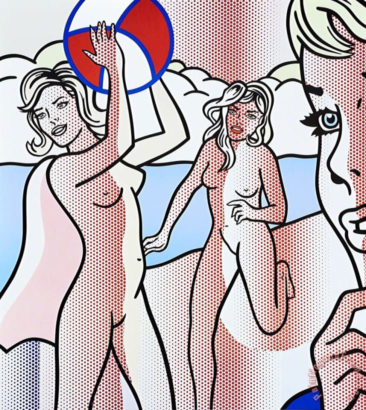 Drowning Girl, Nudes with Beachball, 2013 painting - Roy Lichtenstein Drowning Girl, Nudes with Beachball, 2013 Art Print