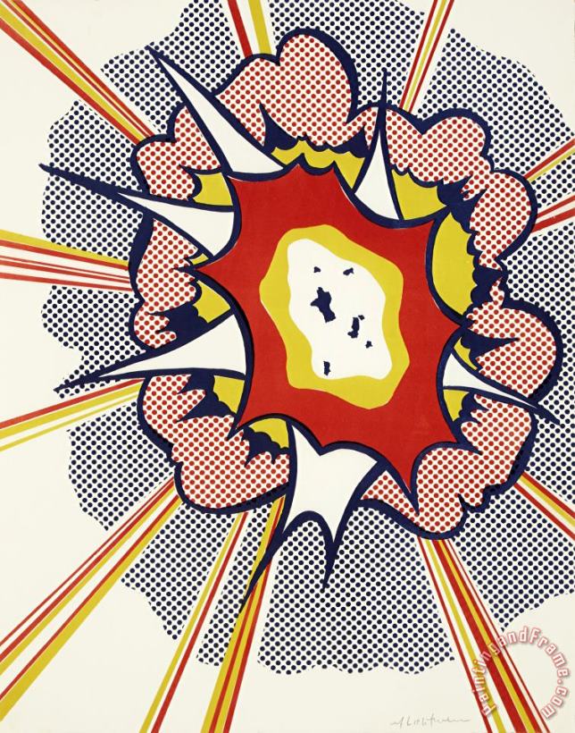 Explosion From Portfolio 9, 1967 painting - Roy Lichtenstein Explosion From Portfolio 9, 1967 Art Print
