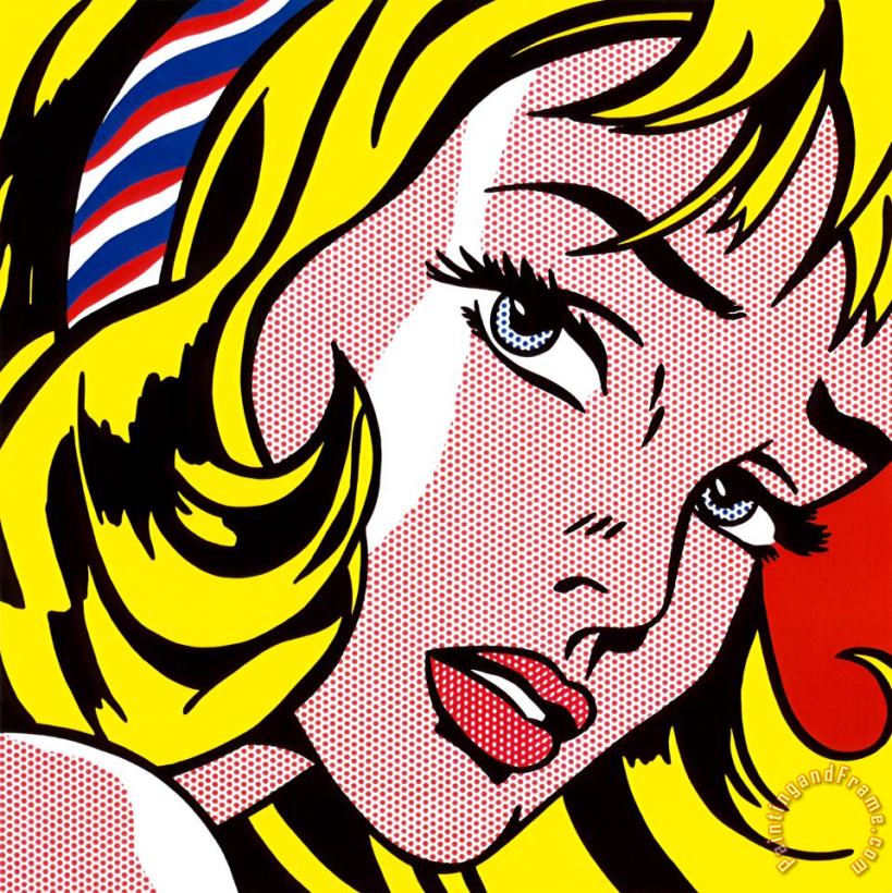 Roy Lichtenstein Girl with Hair Ribbon C 1965 Art Print