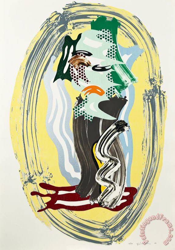 Roy Lichtenstein Green Face From Brushstroke Figures Series, 1989 Art Painting