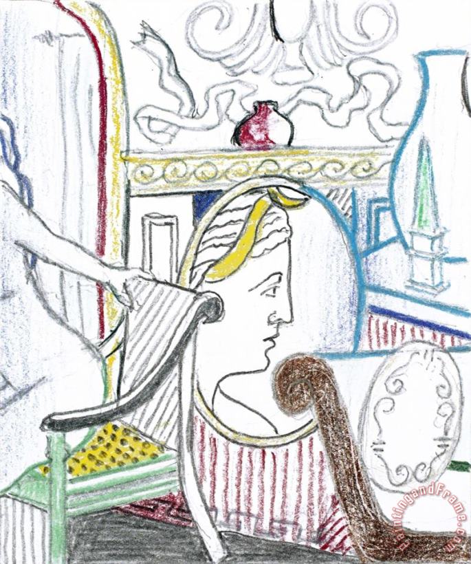 Roy Lichtenstein Interior with Diana (study) Art Painting