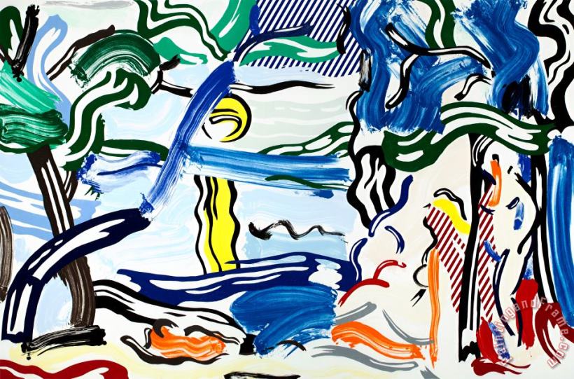 Roy Lichtenstein Moonscape (from The Landscapes Series), 1985 Art Painting