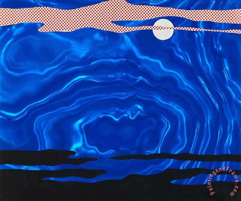 Moonscape #4, 1965 painting - Roy Lichtenstein Moonscape #4, 1965 Art Print