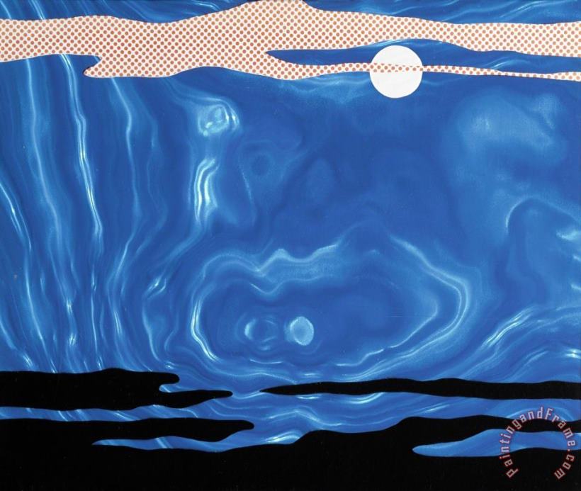 Moonscape #5, 1965 painting - Roy Lichtenstein Moonscape #5, 1965 Art Print