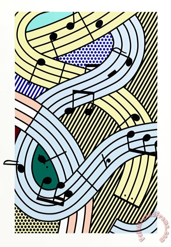 Musical Notes (composition Iii), 1996 painting - Roy Lichtenstein Musical Notes (composition Iii), 1996 Art Print