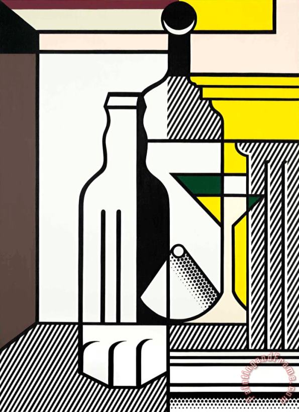 Purist Painting with Bottles, 1975 painting - Roy Lichtenstein Purist Painting with Bottles, 1975 Art Print