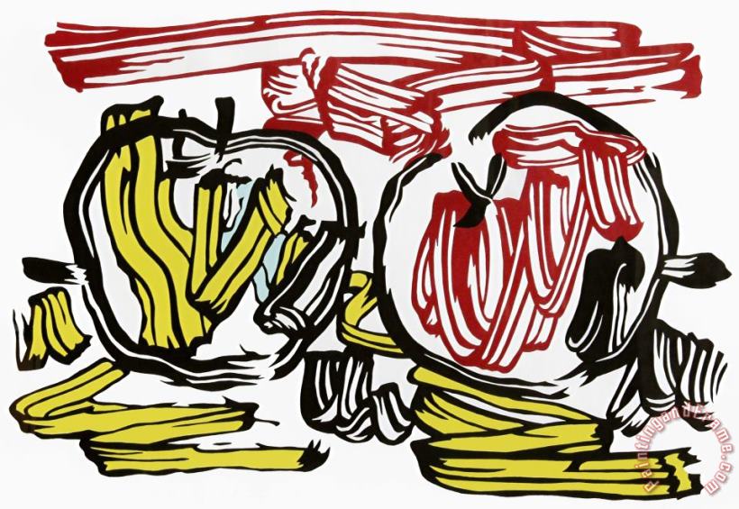 Red Apple And Yellow Apple, 1983 painting - Roy Lichtenstein Red Apple And Yellow Apple, 1983 Art Print