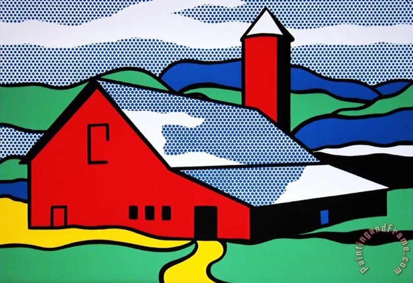 Red Barn, 1987 painting - Roy Lichtenstein Red Barn, 1987 Art Print
