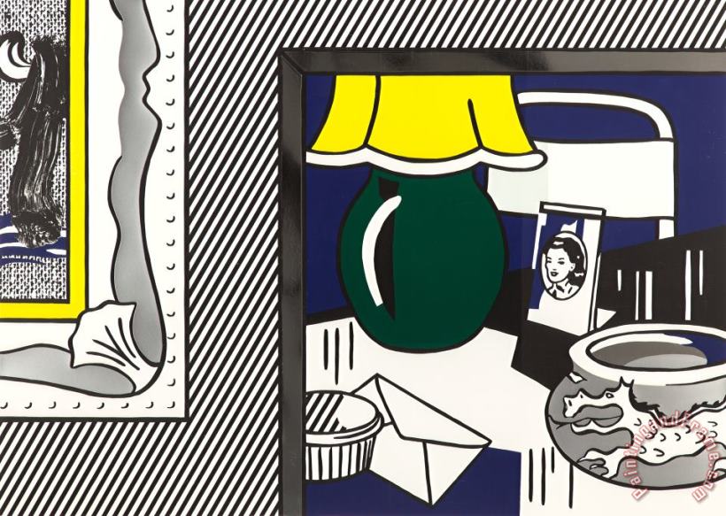 Two Paintings, Green Lamp (from The Paintings Series), 1984 painting - Roy Lichtenstein Two Paintings, Green Lamp (from The Paintings Series), 1984 Art Print