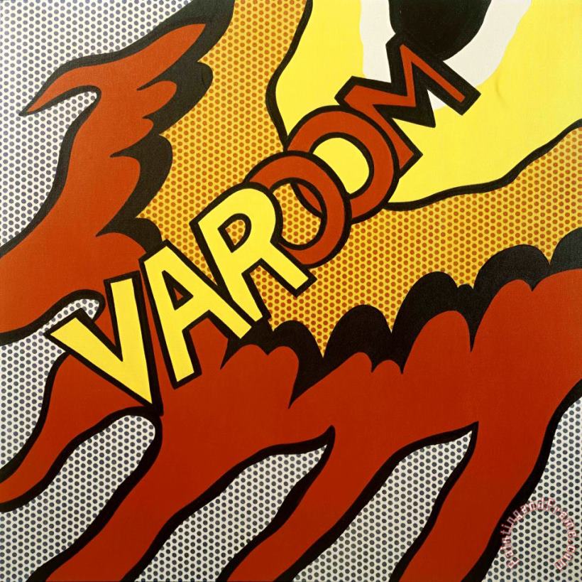 Varoom, 1965 painting - Roy Lichtenstein Varoom, 1965 Art Print