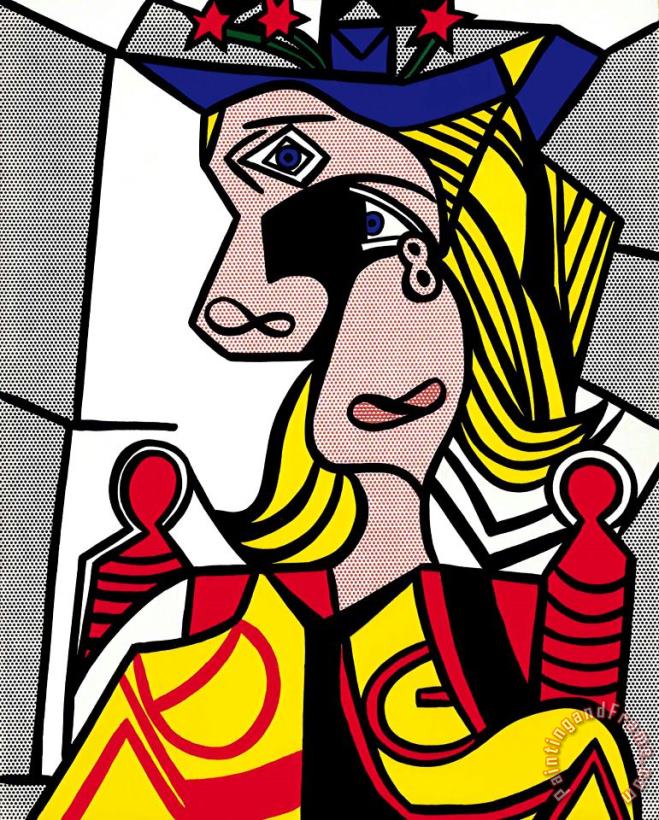 Woman with Flowered Hat, 1963 painting - Roy Lichtenstein Woman with Flowered Hat, 1963 Art Print