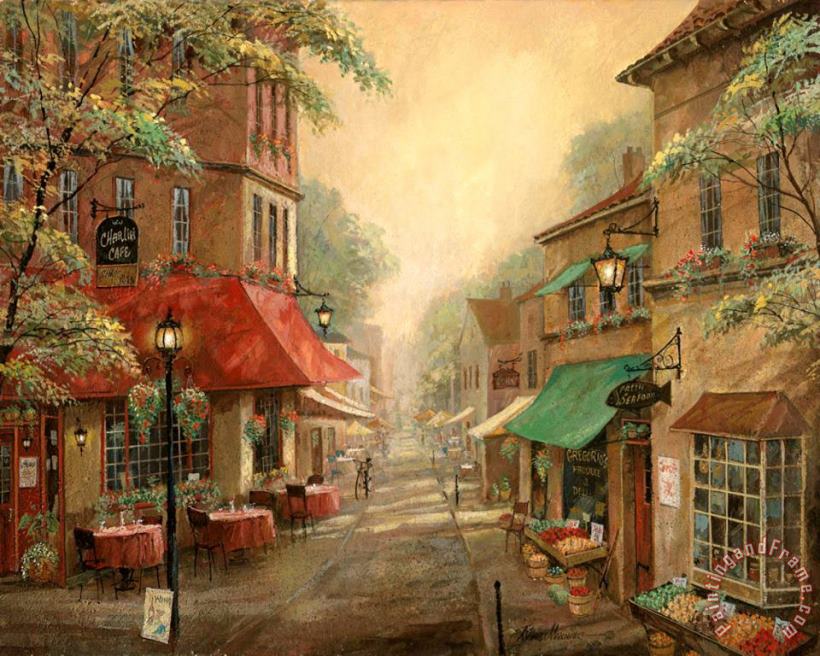 Ruane Manning Charlie S Cafe painting - Charlie S Cafe print for sale