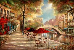 Ruane Manning - Riverwalk Cafe painting