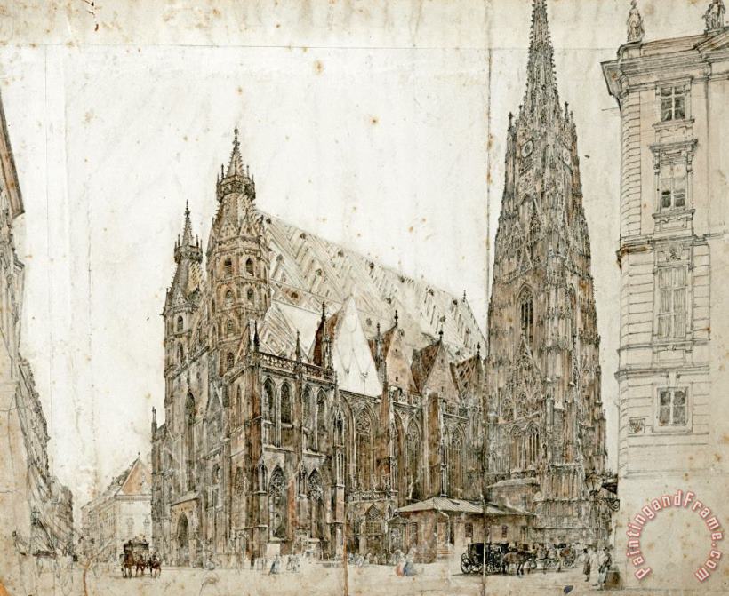 Rudolf Von Alt St. Stephen's Cathedral, Vienna Art Painting