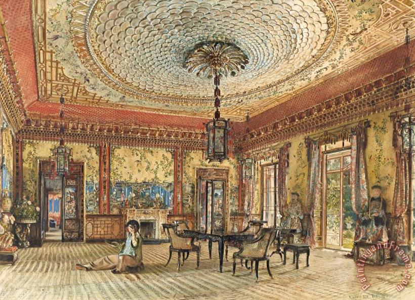 Rudolf von Alt The Japanese Salon, Villa Hugel, Hietzing, Vienna Art Painting
