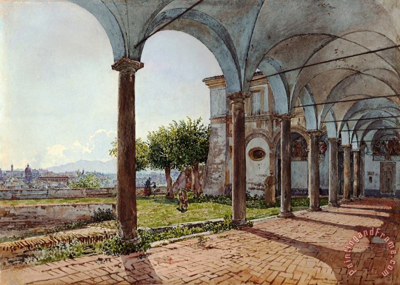 View From Sant'onofrio on Rome painting - Rudolf von Alt View From Sant'onofrio on Rome Art Print