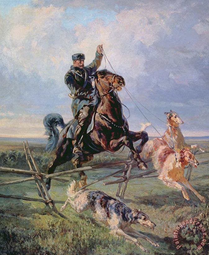 Rudolph Frenz Huntsman With The Borzois Art Painting