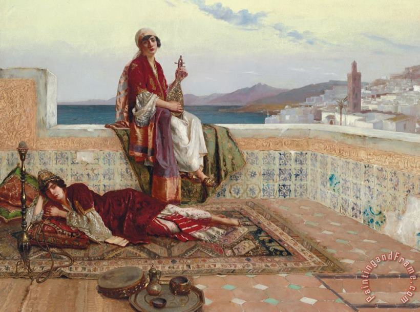 On The Terrace Tangiers painting - Rudolphe Ernst On The Terrace Tangiers Art Print