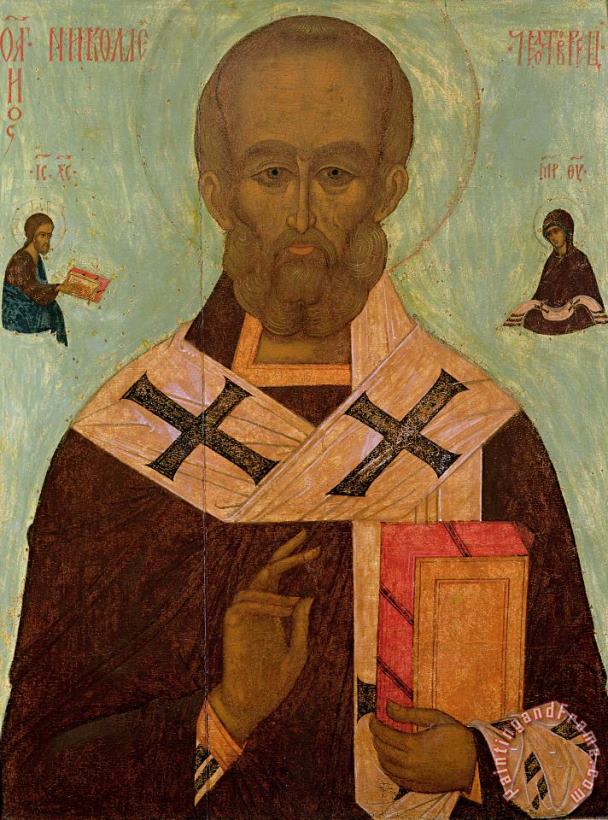 Russian School Icon Of St. Nicholas Art Painting