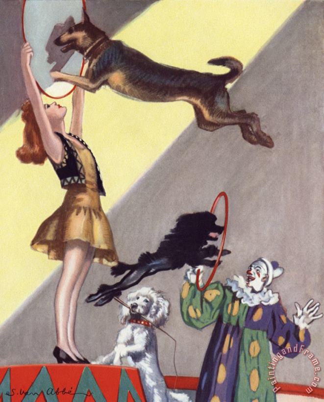 Circus Dog Act painting - Salomon van Abbe Circus Dog Act Art Print