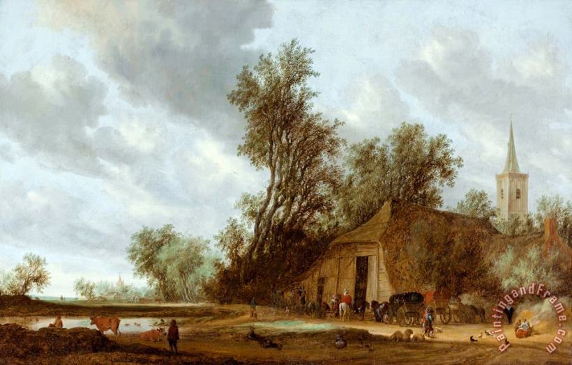Salomon van Ruysdael The Halt at The Inn Art Painting