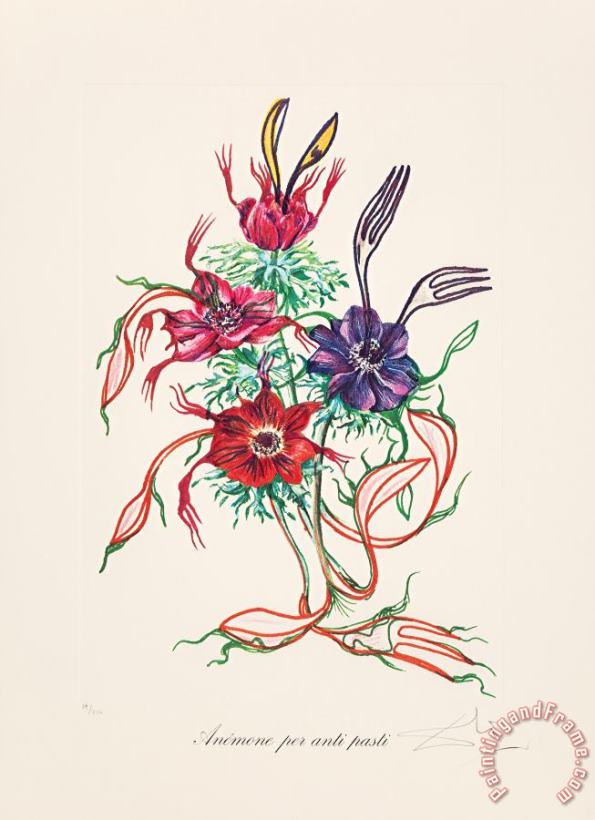 Anenome Per Anti Pasti, From Florals, 1972 painting - Salvador Dali Anenome Per Anti Pasti, From Florals, 1972 Art Print
